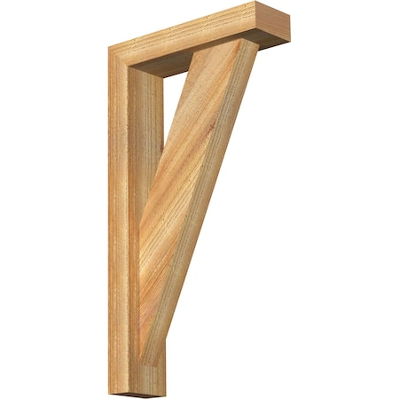 Ekena Millwork Traditional Block Rough Sawn Bracket w/ Offset Brace, Western Red Cedar, 4"W x 14"D x 26"H BKT0402X14X26TRA05RWR